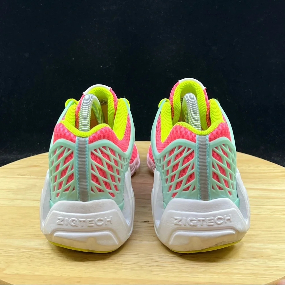 Reebok Zigtech Blue/Pink/Neon Green Size 6y/ Womens Size 7.5 Athletic Shoes - Picture 5 of 10